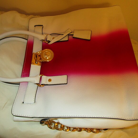 Michael Kors Hamilton N/S Fuschia Spray Large Satchel - Picture 7 of 12